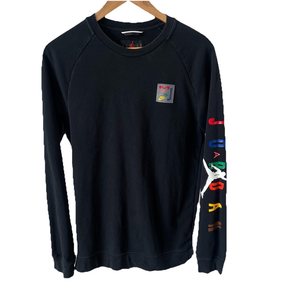 Nike Air Jordan Sport DNA Fleece Crew Sweatshirt Size Small Black